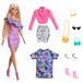 Barbie poupée mannequin avec vêtements et accessoires, incluant des robes de soirée et des sacs à main (3 tenues)