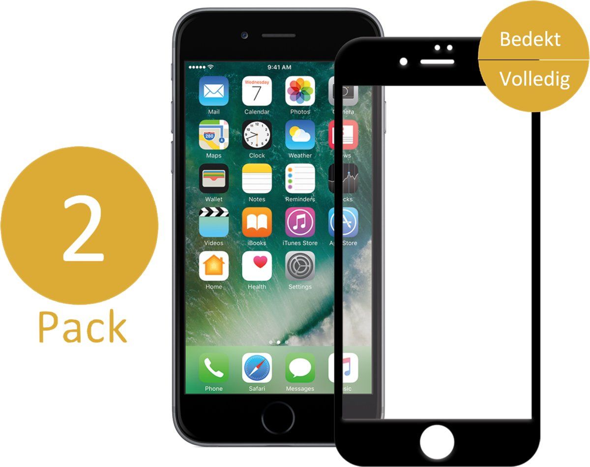 iCall 2x Screenprotector Apple iPhone 7 Plus - Full Screen Tempered Glass