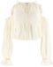 Guess Emilia Cold Damesblouse Lange Mouw V-hals Katoen Duif Wit XS