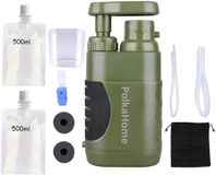 PolkaHome Filtre à eau 5000L – Filtre à eau de survie extérieur – Filtre de purification d'eau portable – Comprend 2x pochettes d'eau pliables 500ml
