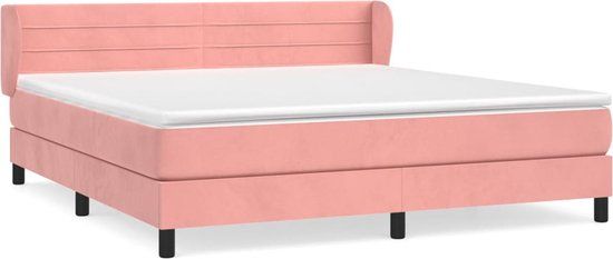 vidaXL Boxspring met matras fluweel roze 180x200 cm