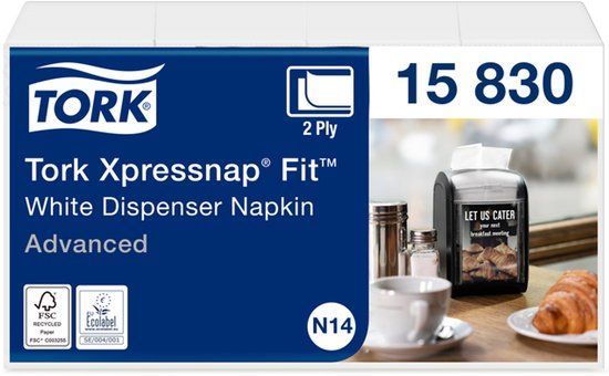 Tork® servetten Xpressnap Fit® 15830, 2-laags, wit - 4320 stuks