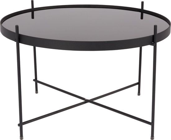 Zuiver Cupid Bijzettafel - Rond - 62.5 cm - Glas/Metaal - Zwart