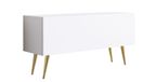 Meuble TV: blanc mat, avec pieds dorés, 100 x 52 x 32 cm