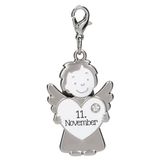 Depesche 14340.316 Pendentif ange gardien 365 jours – 11 novembre, en métal, porte-bonheur avec ange, cœur et porte-clés, à offrir à la famille et aux amis