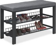 Merkloos Relaxdays Schoenenbank met kussen - 50,5 x 82 x 33 cm - 2 etages - antraciet-zwart