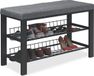 Merkloos Relaxdays Schoenenbank met kussen - 50,5 x 82 x 33 cm - 2 etages - antraciet-zwart