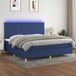 Maison Exclusive - Lit boxspring avec matelas et éclairage LED, bleu, 200x200 cm, textile