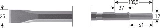 Rotec 6-kant Plattebeitel 25x460mm