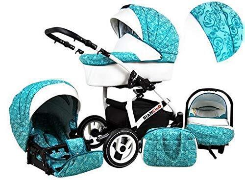 Lux4Kids Kinderwagen 3-in-1 2-in-1 Isofix complete set met autostoel alles in een Biancino by ChillyKids Malachit 2-in-1 zonder babyzitje