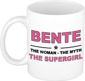 Bellatio Decorations naam cadeau mok - Bente - Woman Myth Supergirl - koffiemok - 300 ml - collega - moederdag