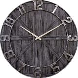 NeXtime York – Grote Industrial Wandklok – 50 cm – Metaal/Hout – Zwart – Stil