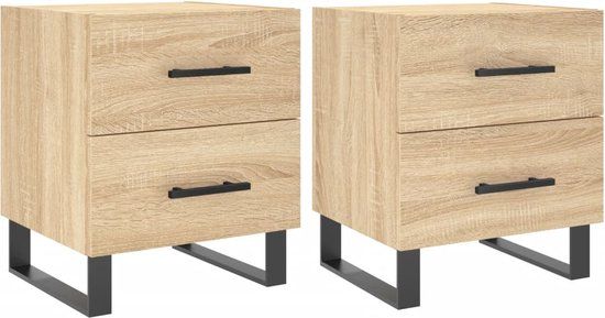 vidaXL Nachtkastjes - Set van 2 - Bewerkt Hout - Sonoma Eikenkleur