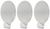 Fackelmann Set van 3 universele ovale zelfklevende haken Tecno RVS Grijs