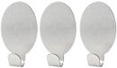 Fackelmann Set van 3 universele ovale zelfklevende haken Tecno RVS Grijs