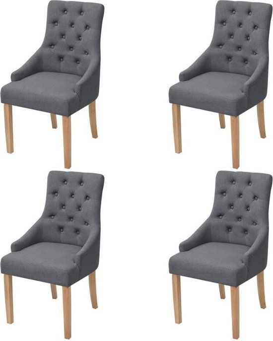 vidaXL Eetkamerstoelen 4 stuks stof donkergrijs