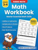 Math Workbook for Grades 3–4 – Addition, Subtraction, Multiplication and Division With Word Problems: Over 1000 Multi-Digit Exercises with Answer Key | Math Practice Workbook For Kids Ages 8–10