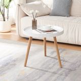en.casa Bijzettafel Bongard rond 45xØ50 cm wit en naturel
