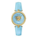 Versace - VECQ03125 - Dames Polshorloge - Blauw/Goudkleurig - Leer