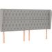 Tête De Lit Headboard with Ears Gris Clair Tissu 183x23x118/128 Cm