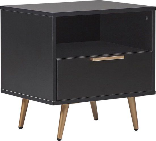Beliani INDIO Nachtkastje - Zwart - Retro & Vintage - 50x40x51 cm