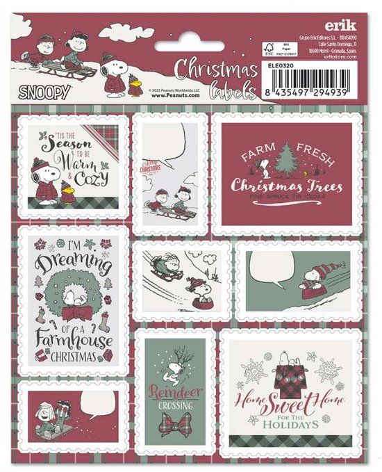 Grupo Erik Snoopy - Christmas SelfAdhesive Labels