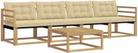 vidaXL Bank loungeset 4 zitplaatsen Acacia hout Wit en Beige