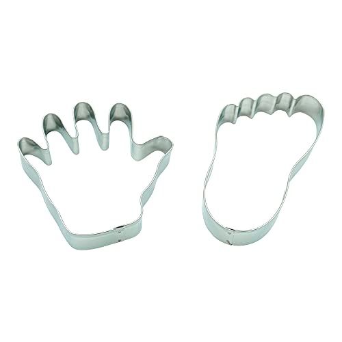 BekkiB 226162 - Set van 2 "Hand & Voet" Uitsteekvormen - Koekjes Uitsteekvormpjes - Roestvrij Staal - EAN: 4260379562769