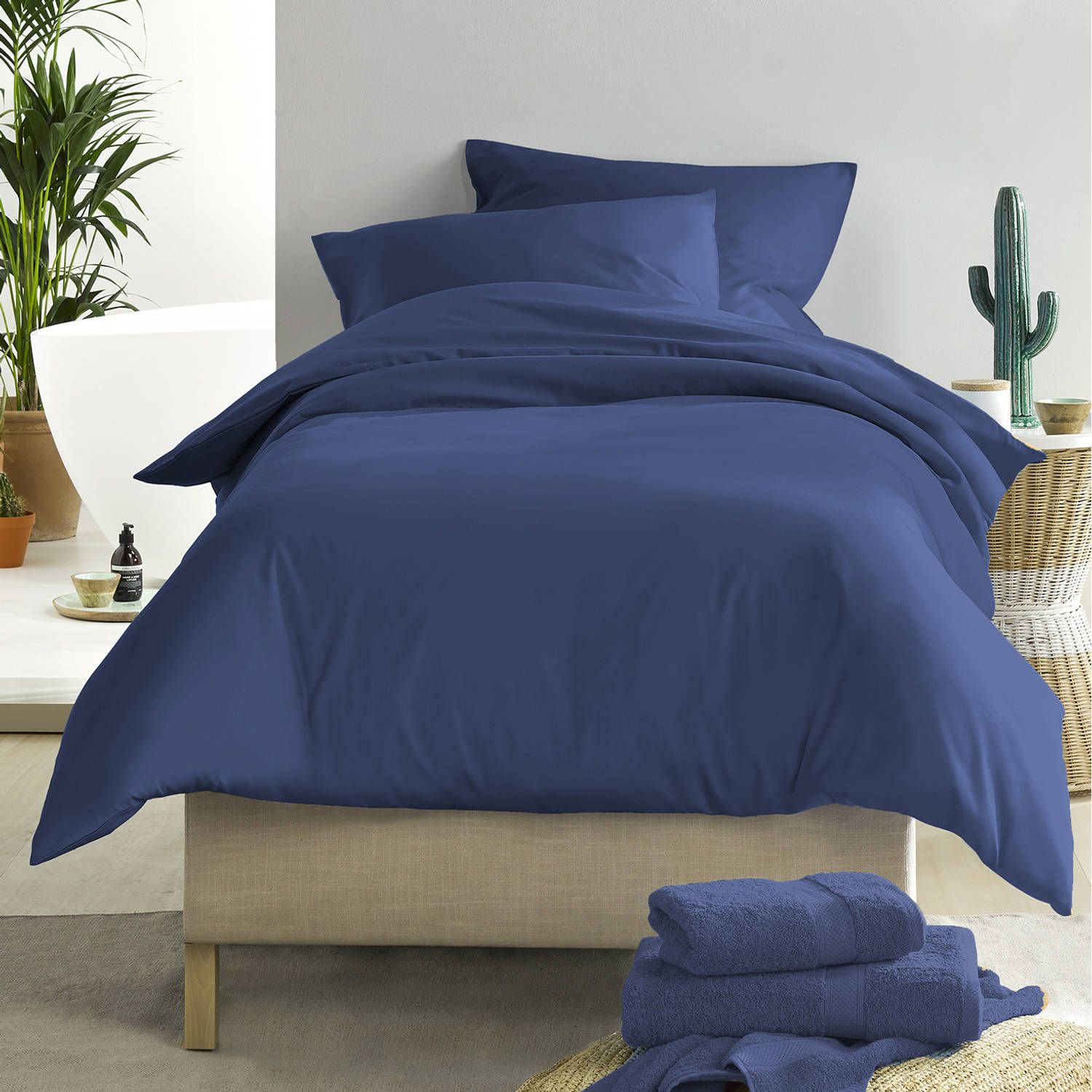 De Witte Lietaer Dekbedovertrek Katoen Satijn Olivia - Eenpersoons - 140 x 200/220 cm - Blauw