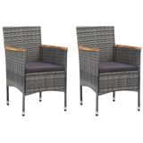 VidaXL Tuinstoelen 2 stuks Gecapitonneerde zitting Polyester Grijs