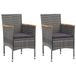 VidaXL Chaise de jardin 2 pièces Siège capitonné Polyester Gris