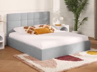 Vente-unique Lit avec rangement tissu gris clair 180 x 200 cm (Super King Size Bed)