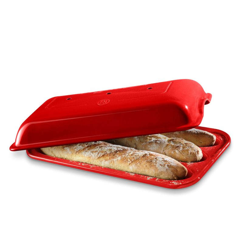 Emile Henry Bread Pan - Rectangular - 3.7L - Red - Ceramic - 23x10cm - Includes Lid