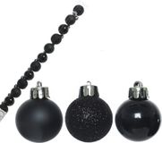 Decoris Kaemingk B.V. 14x stuks onbreekbare kunststof kerstballen zwart 3 cm - glans/mat/glitter - Kerstversiering