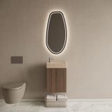 Boss & Wessing BWS Riga Donker Eiken Japandi Toiletmeubel Met Fontein 40x50x22 cm - Travertin Geribbeld