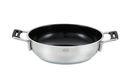 RÖSLE SILENCE PRO CeraPlus serveerpan, antiaanbaklaag & robuust - Ø 28 cm, hittebestendig tot 260 °C, keramische glazuurlaag, zilver, roestvrij staal 18/10, vaatwasmachinebestendig
