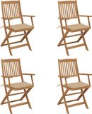 Maison Exclusive - Chaises Pliantes 4 Pièces Avec Coussins En Bois D'Acacia Massif