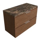 Saniclass Holz Pure meuble de salle de bain - 100x45x63cm - Noche plateau en pierre naturelle dark emperador - 1 trou de robinet - 2 tiroirs - mat walnut pure
