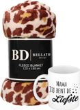 Bellatio Design Cadeau set moeder - Fleece plaid panter print met mok