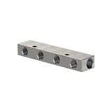 Riegler VT 15503 Verdelerlijst, uitgangen eenzijdig voor, ingang 2 x 1/8, uitgang 3 x M5, aluminium