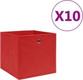 vidaXL Opbergboxen - 10 stuks - 28x28x28 cm - Non-woven stof - Rood