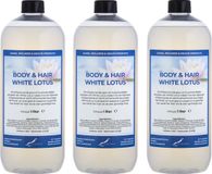 Claudius Cosmetics B.V. Body & Hair White Lotus 1 liter - set van 3 stuks - 2 in 1 voor lichaam en haar.