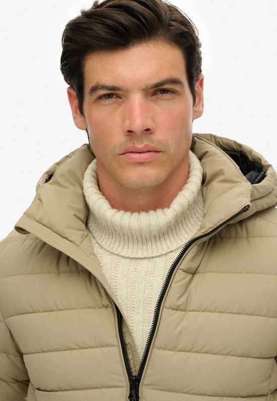 Superdry Hooded Fuji Padded Jas Heren - Maat M - Lichtbruin - Maat M