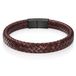 LGT JWLS Lookinggoodtoday Gevlochten Leren Armband Heren Edelstaal Sluiting Bruin-20.5cm