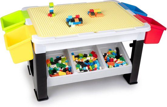 Eddy Toys 300-Delige Set Speelgoed - Speeltafel - 291 Bouwblokken - Opbergruimte