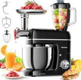 Honinst Mélangeur sur pied 7-en-1 650W Noir 6,15L Bol en acier inoxydable