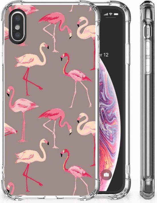 B2Ctelecom Shockproof Siliconen Hoesje Flamingo voor Apple iPhone Xs / X/10 - Back Cover