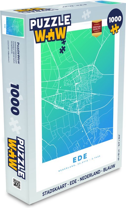 MuchoWow Puzzel Stadskaart - Ede - Nederland - Blauw - Legpuzzel - Puzzel 1000 stukjes volwassenen - Plattegrond