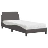 vidaXL Bed met matras "Dover", grijs, 90x190 cm, kunstleer
