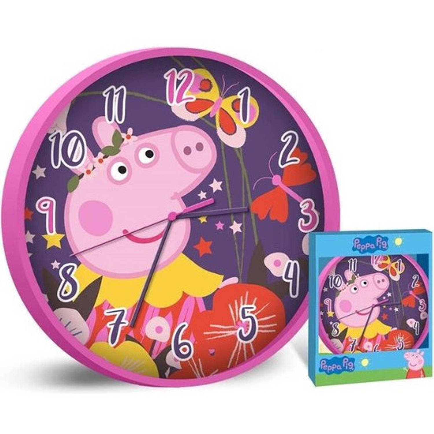 Nickelodeon Wandklok Peppa Pig - 25 Cm - Roze / paars